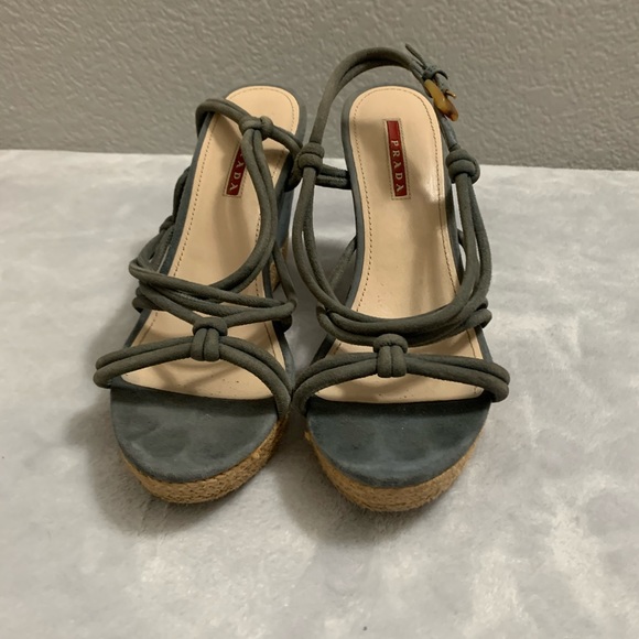 Prada Cork Wedge Heels Suede - Picture 2 of 8